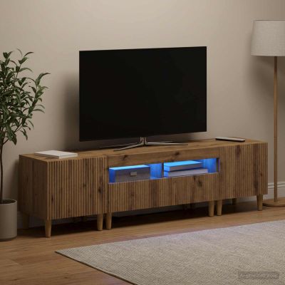 vidaXL 3-dielny LED TV stolík ARNHEM 3 ks Dub artisan Kompozitné drevo