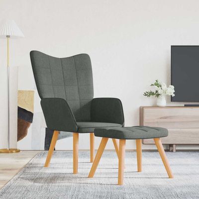 vidaXL Relaxačné kreslo s podnožkou, tmavosivé, látka