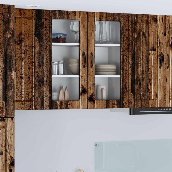 vidaXL Nástenný sklenený kabinet LUCCA Staré drevo 80 x 31 x 80 cm