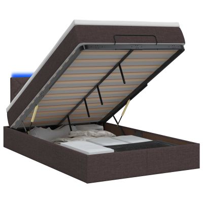 vidaXL Ottoman posteľ s matracom a LED Tmavohnedá 120 x 190 cm Látka