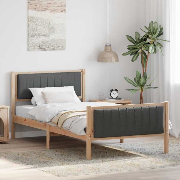 vidaXL Rám postele hnedá a tmavosivá 100 x 200 cm Borovicový masív
