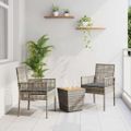 vidaXL Záhradný bistro set 3 ks Sivá polyratan