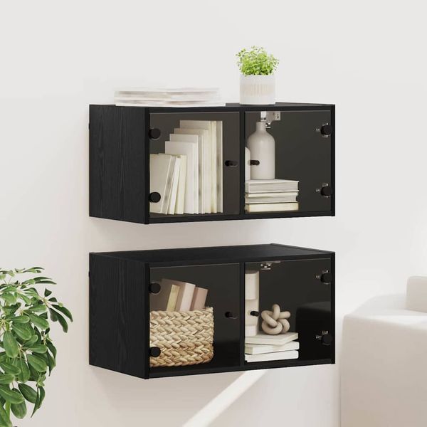 vidaXL Nástenné skrinky Nástenný 2 pcs Čierny dub 68 x 37 x 35 cm