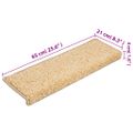 vidaXL Schodové rohože 15 ks 65x21x4 cm krémové s obdĺžnikovým okrajom