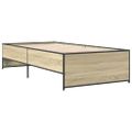 vidaXL Posteľný rám dub sonoma 90x190 cm kompozitné drevo a kov