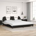 vidaXL Posteľ Viana s matracom čierno-biela 200x200 cm umelá koža