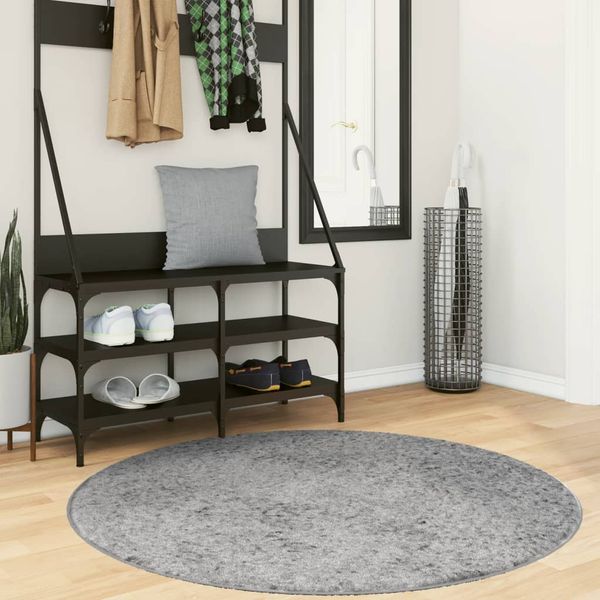 vidaXL Shaggy koberec PAMPLONA, vysoký vlas, moderný, sivý Ø 120 cm