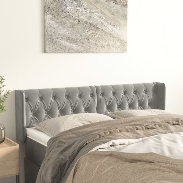 vidaXL Čelo postele so záhybmi bledosivé 163x16x78/88 cm zamat