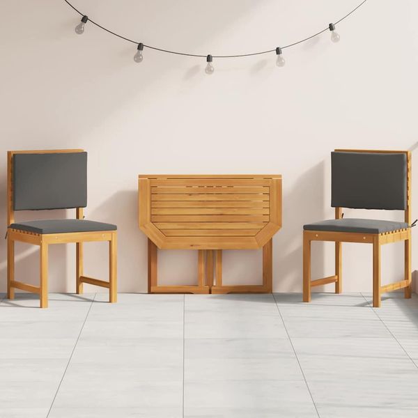 vidaXL Záhradný bistro set 3 pcs Hnedá Pevné akáciové drevo
