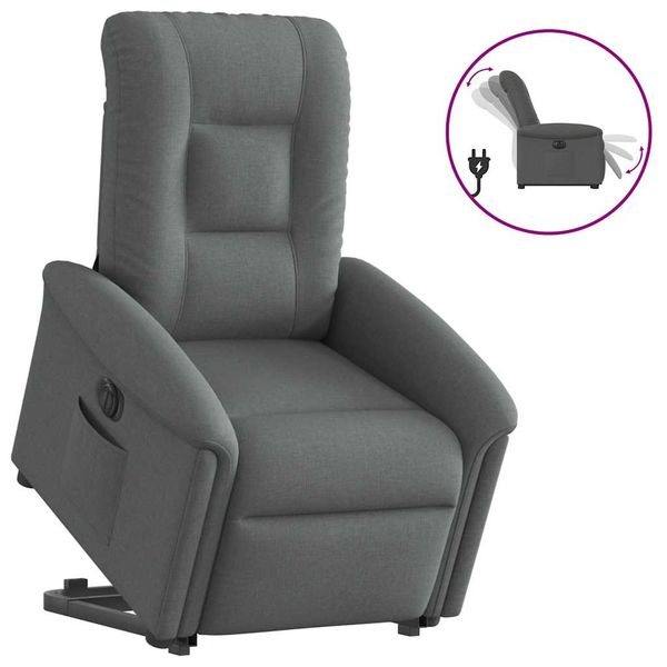 vidaXL Elektrické zdvíhacie sklápacie kreslo tmavosivé látka