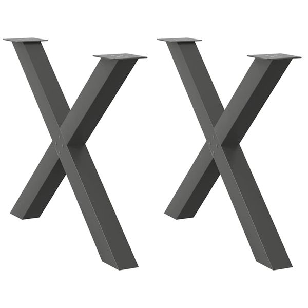 vidaXL Nohy k jedálenskému stolu v tvare X, 2 ks, antracitové, 90 x (72-73) cm, oceľ