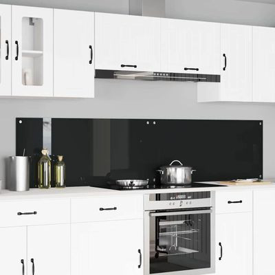 vidaXL Kuchynský obklad 2 pcs Čierna 110 x 50 cm tvrdené sklo