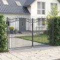 vidaXL Brána z Plotu s Špicatým Vrcholom KAMPEN 305 x 175 cm Oceľ Sivá