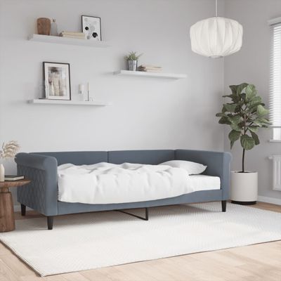vidaXL Denná posteľ s matracom tmavosivá 90x190 cm zamat