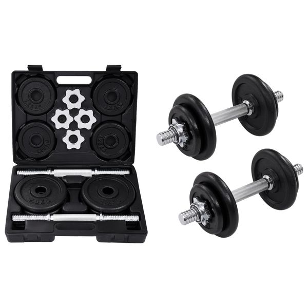 vidaXL 15-dielna sada činiek dumbbell 20 kg, liatina