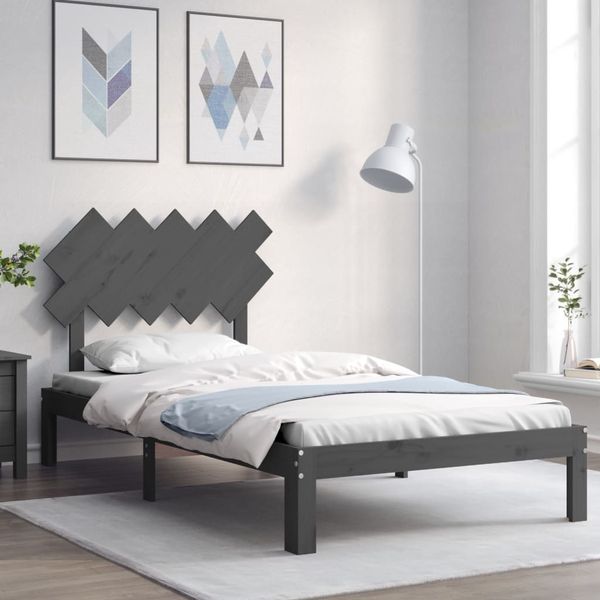 vidaXL Rám postele s čelom sivý 100x200 cm masívne drevo