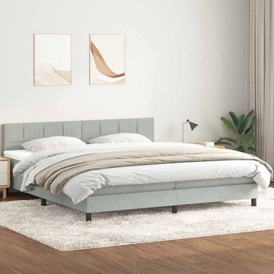 vidaXL Box Spring Posteľ s matracom Svetlosivá 180x220 cm Zamat