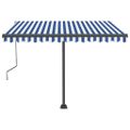 vidaXL Automatická markíza, LED a senzor vetra 300x250 cm modro-biela