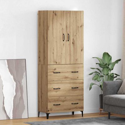 vidaXL Highboard Remeselný dub 69,5 x 34 x 180 cm Kompozitné drevo