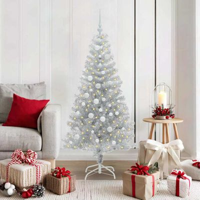 vidaXL Vianočný stromček Strieborná 150 cm PET