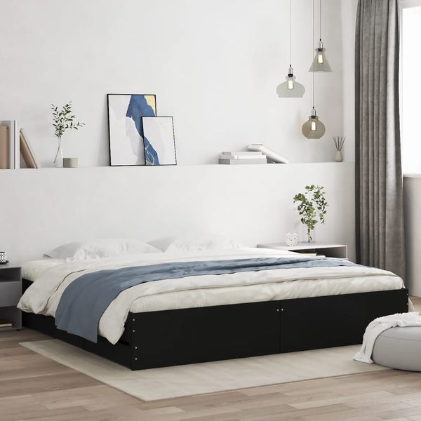 vidaXL Posteľný rám so zásuvkami čierny 200x200 cm kompozitné drevo