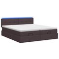 vidaXL Ottoman posteľ s matracom a LED Tmavohnedá 160 x 200 cm Látka