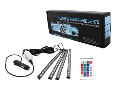 Vnútorné osvetlenie automobilu 4xRGB 15LED pásik 12V D.O., IP54 Vnútorné osvetlenie automobilu 4xRGB 15LED pásik 12V D.O., IP54