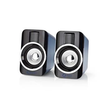 Nedis GSPR20020BK - Herné reproduktory | 2.0 | RGB | Napájanie USB | Jack 3,5 mm | RMS 10 W