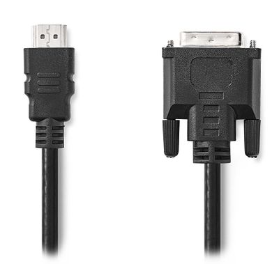 NEDIS kábel HDMI - DVI/ konektor HDMI - zástrčka DVI-D 24+1pinová/ čierny/ bulk/ 2m Kábel, prepojovací, zástrčka HDMI, zástrčka DVI-D 24+1pin, čierny, 2m