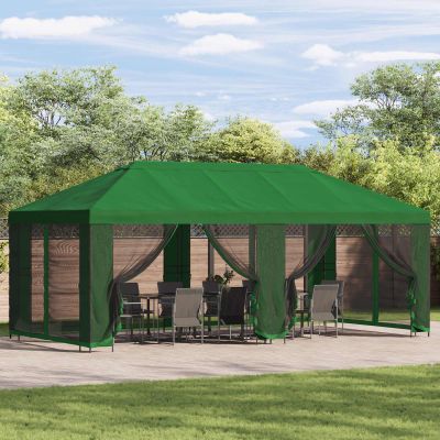 vidaXL Altánok so stenami 6 x 3 m Zelená Polyester a oceľ 190