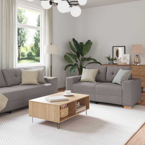 vidaXL Pohovka 3 pcs Sivohnedá 221 x 80 x 80 cm Ľanová zmes