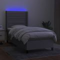 vidaXL Posteľ boxsping s matracom a LED bledosivá 90x200 cm látka