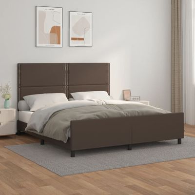 vidaXL Posteľný rám s čelom hnedý 180x200 cm umelá koža