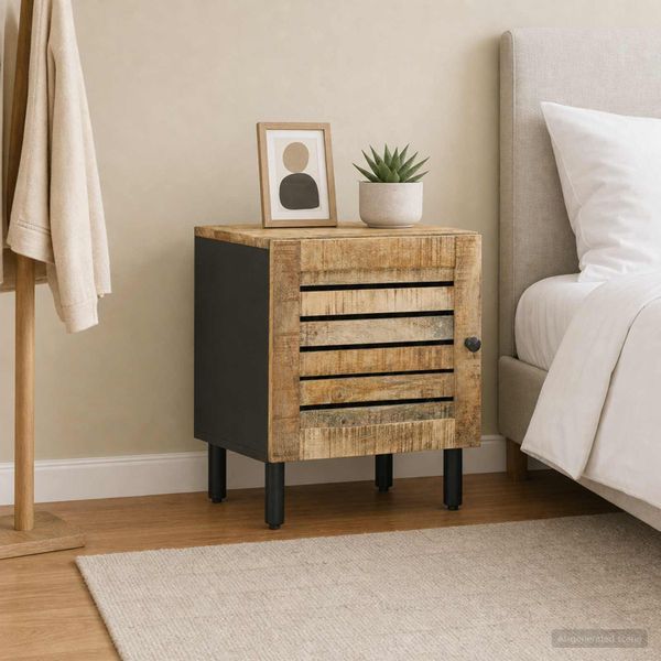 vidaXL Nočný stolík Prírodná 40 x 33 x 46 cm Masívne mango drevo