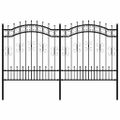 vidaXL Záhradný plot KAMPEN s vrchnou časťou z oštepu čierny 240x125 cm oceľový
