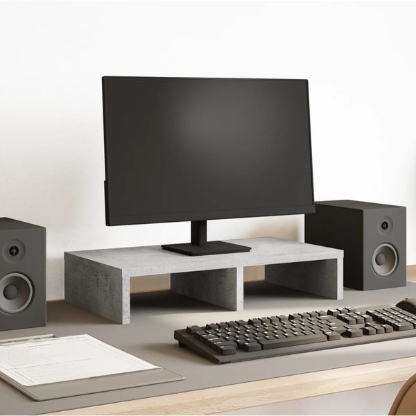 vidaXL Stojan na monitor betónovosivý 50x27x10 cm kompozitné drevo