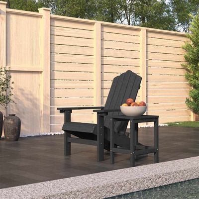 vidaXL Záhradná stolička Adirondack so stolíkom HDPE antracitová