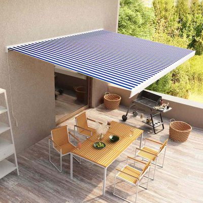 vidaXL Ručne ovládaná kazetová markíza 450x300 cm modrá a biela