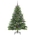 vidaXL Umelý vianočný stromček s 150 LED-i Zelená 150 cm PE a PVC