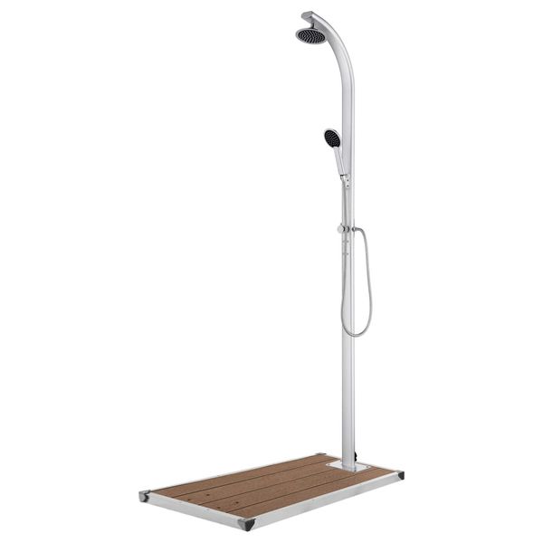 vidaXL Záhradná sprcha s hnedým podstavcom 220 cm hliník