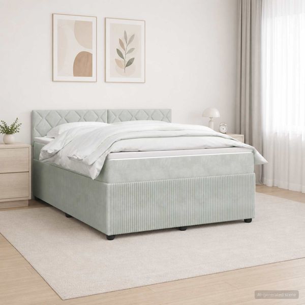 vidaXL Posteľ boxspring s matracom Svetlosivá 140 x 200 cm Zamat