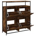 vidaXL Botník so 4 výklopnými zásuvkami dymový dub 100x34x112 cm