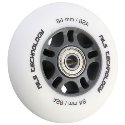 Matné kolieska NILS Extreme PU 84x24 82A s ložiskami ABEC 9, biele, 4 ks