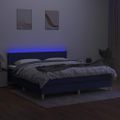 vidaXL Posteľ boxsping s matracom a LED krémová 160x200 cm látka