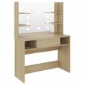 vidaXL Toaletný stolík s LED svetlami 100x40x135 cm MDF dubový