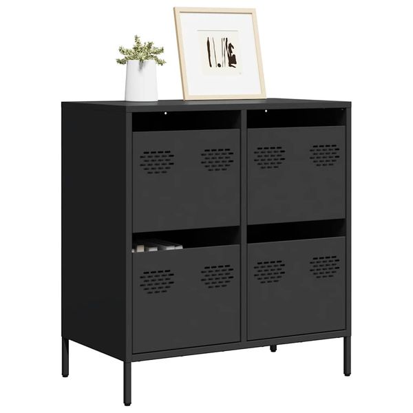 vidaXL Komoda čierna 68x39x73,5 cm oceľ valcovaná za studena