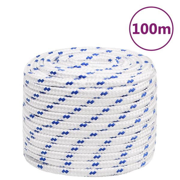 vidaXL Lodné lano biele 16 mm 100 m polypropylén