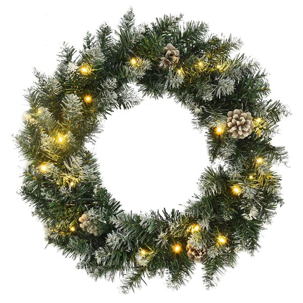 vidaXL Vianočný veniec s LED svetlami zelený 60 cm PVC