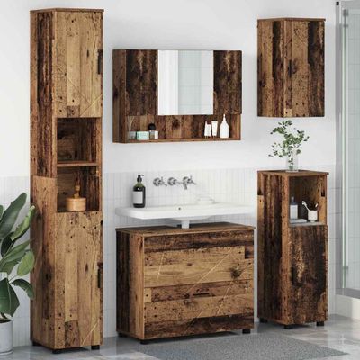 vidaXL Sada kúpeľňového nábytku 5 ks Staré drevo 35 x 30 x 192 cm