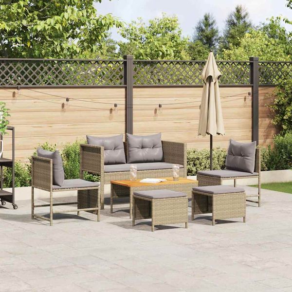 vidaXL Súprava záhradných pohoviek 6 pcs Beige a svetlo šedá polyratan